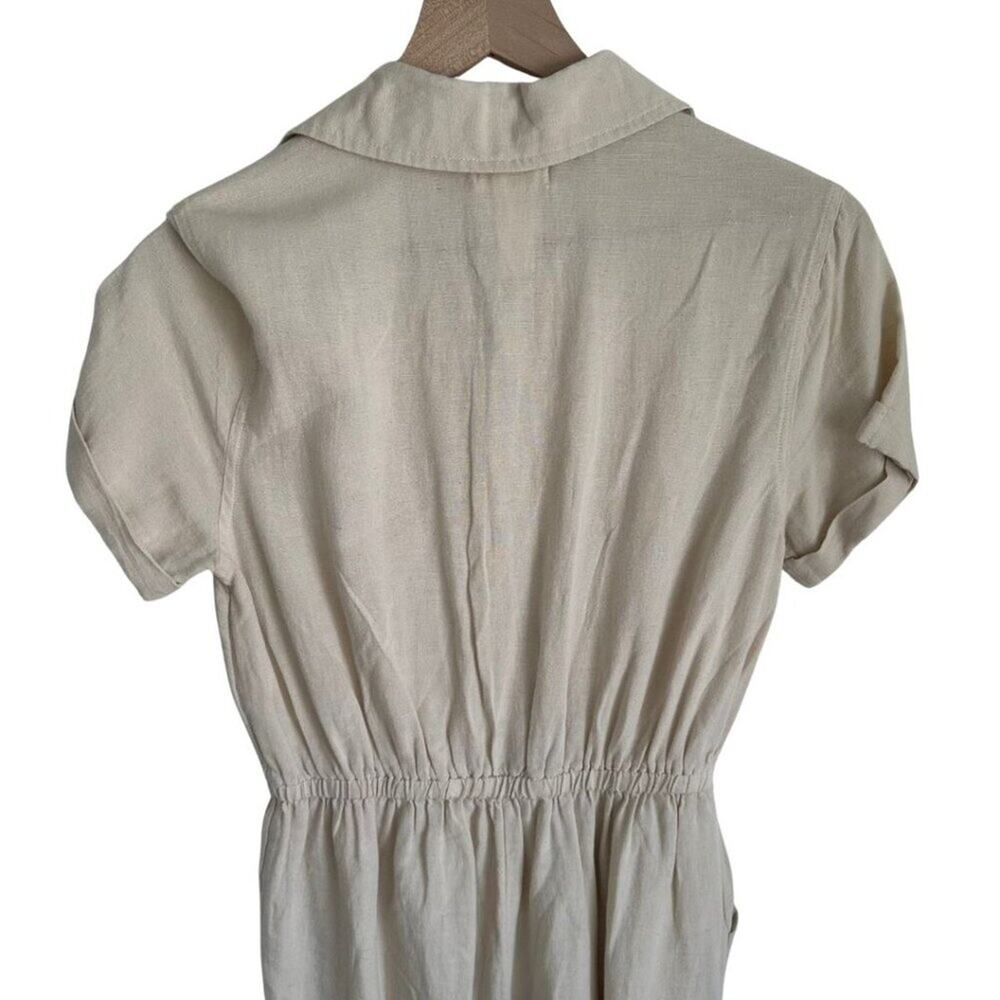 Jessica Simpson Short Sleeve Linen Jumpsuit Beige Small - Picture 6 of 9